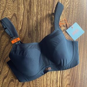 NWT Panache Women's Wired Sports Bra, Convertible Back, Black, 34 DD